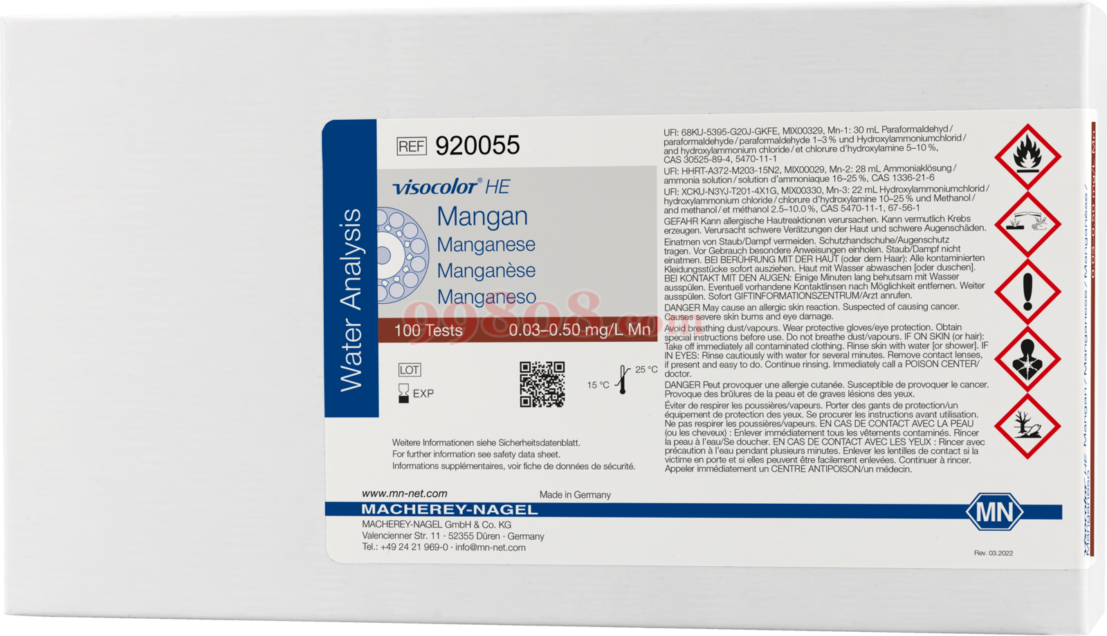 Mn colorimetric test kit visocolor he manganese for low