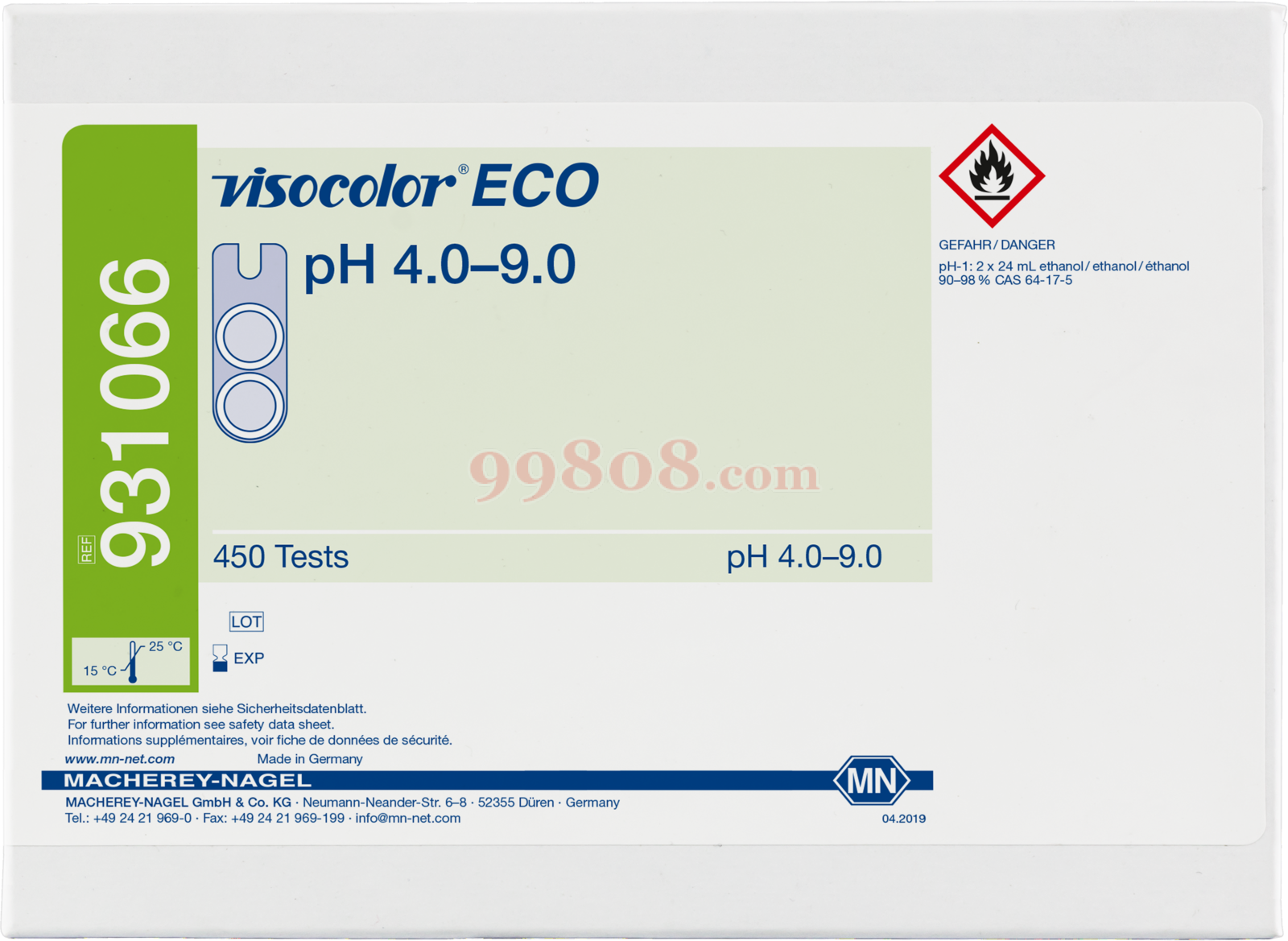 MN/德国 Colorimetric test kit VISOCOLOR ECO pH 4.0–9.0,931066-实验室用品商城