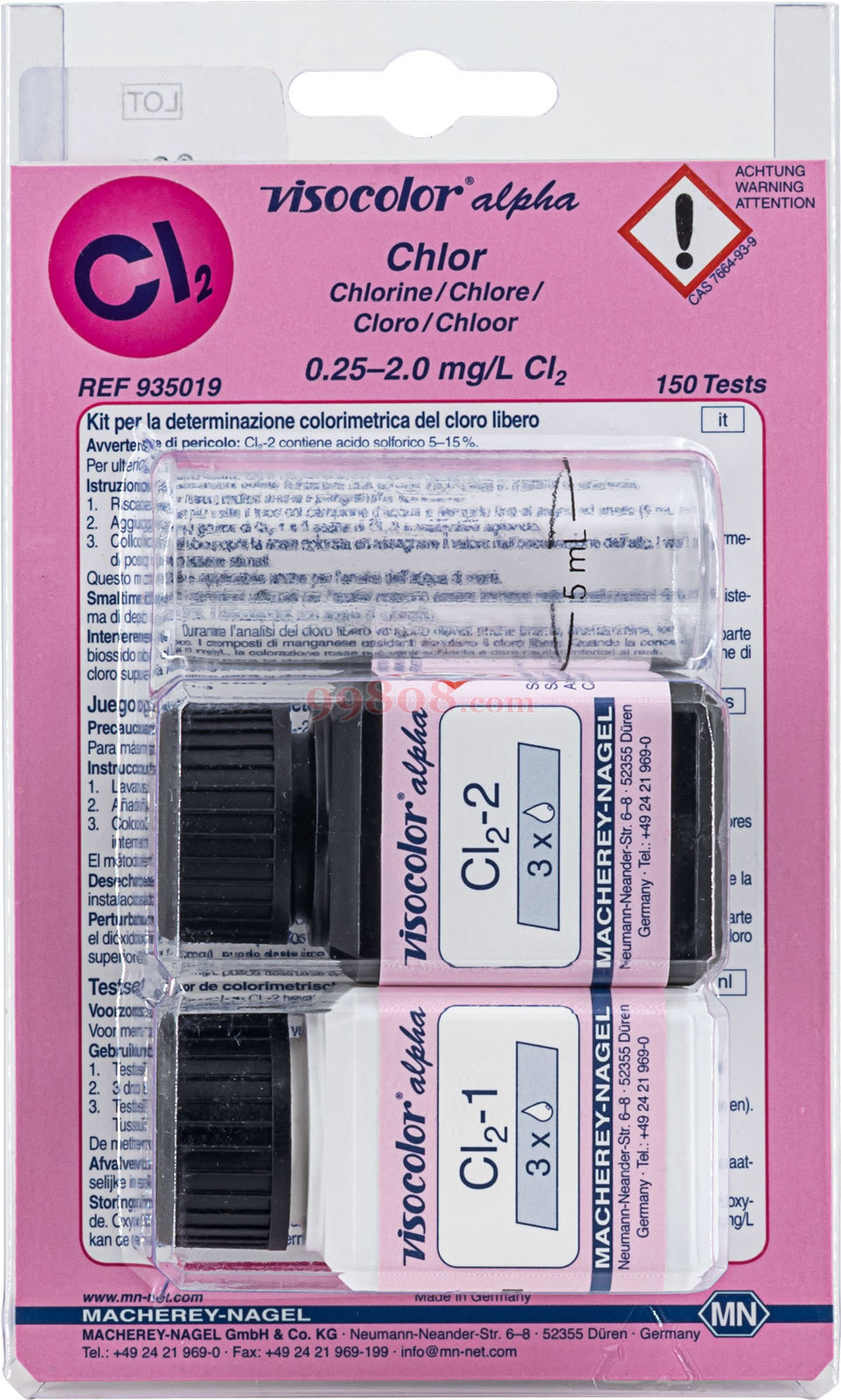 MN/德国 Colorimetric test kit VISOCOLOR alpha Chlorine,935019实验室用品商城