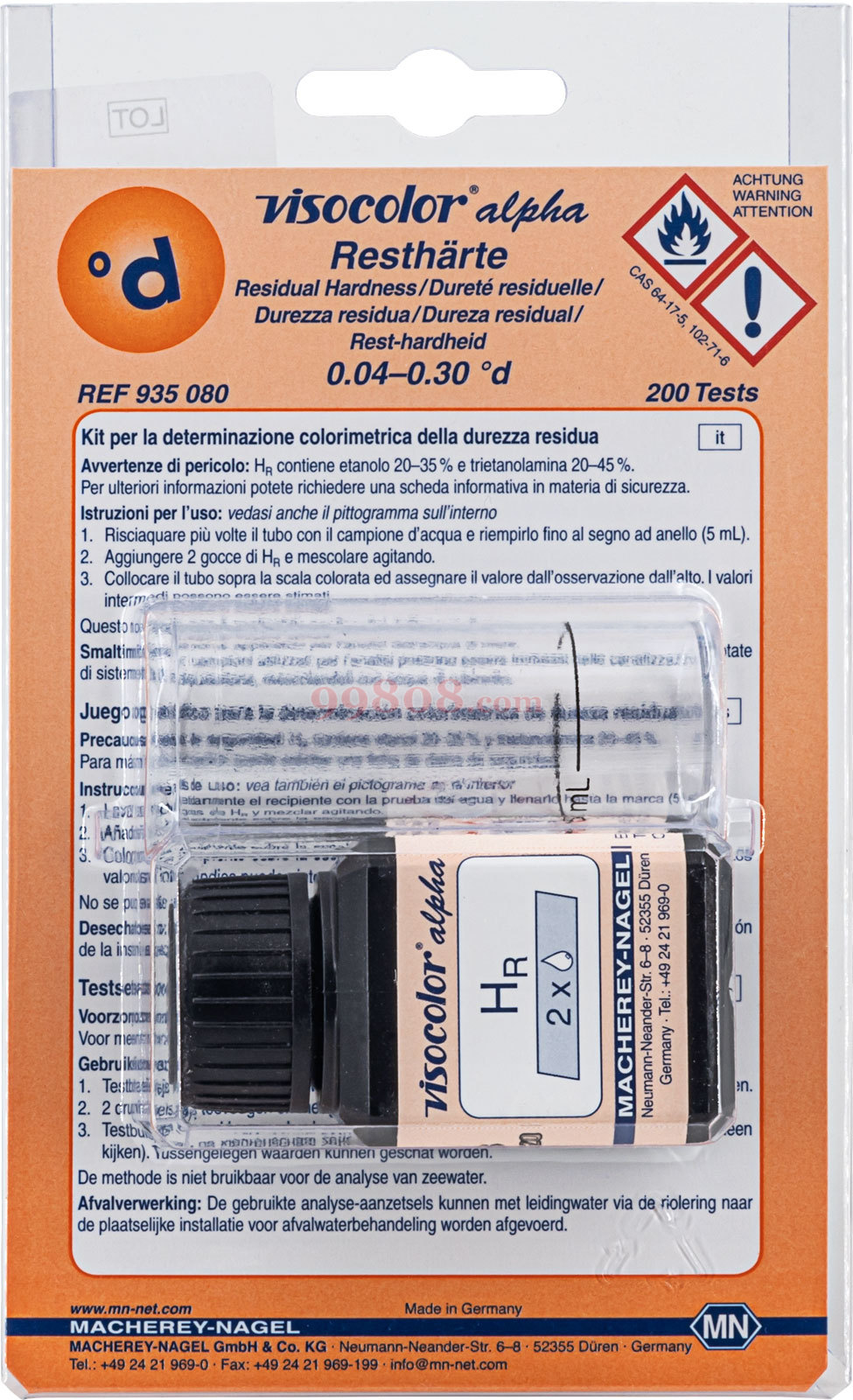 MN/德国 Colorimetric test kit VISOCOLOR alpha Residual hardness,935080-实验 ...